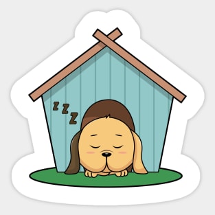 Dog in Dog house Sticker